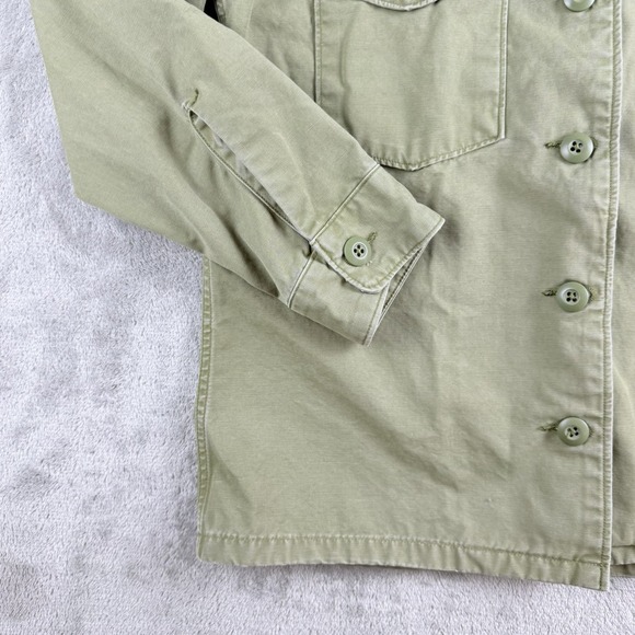 Levis Shirt Jacket Womens Small Olive Green Embroidered Flowers Military Utility - Picture 8 of 16